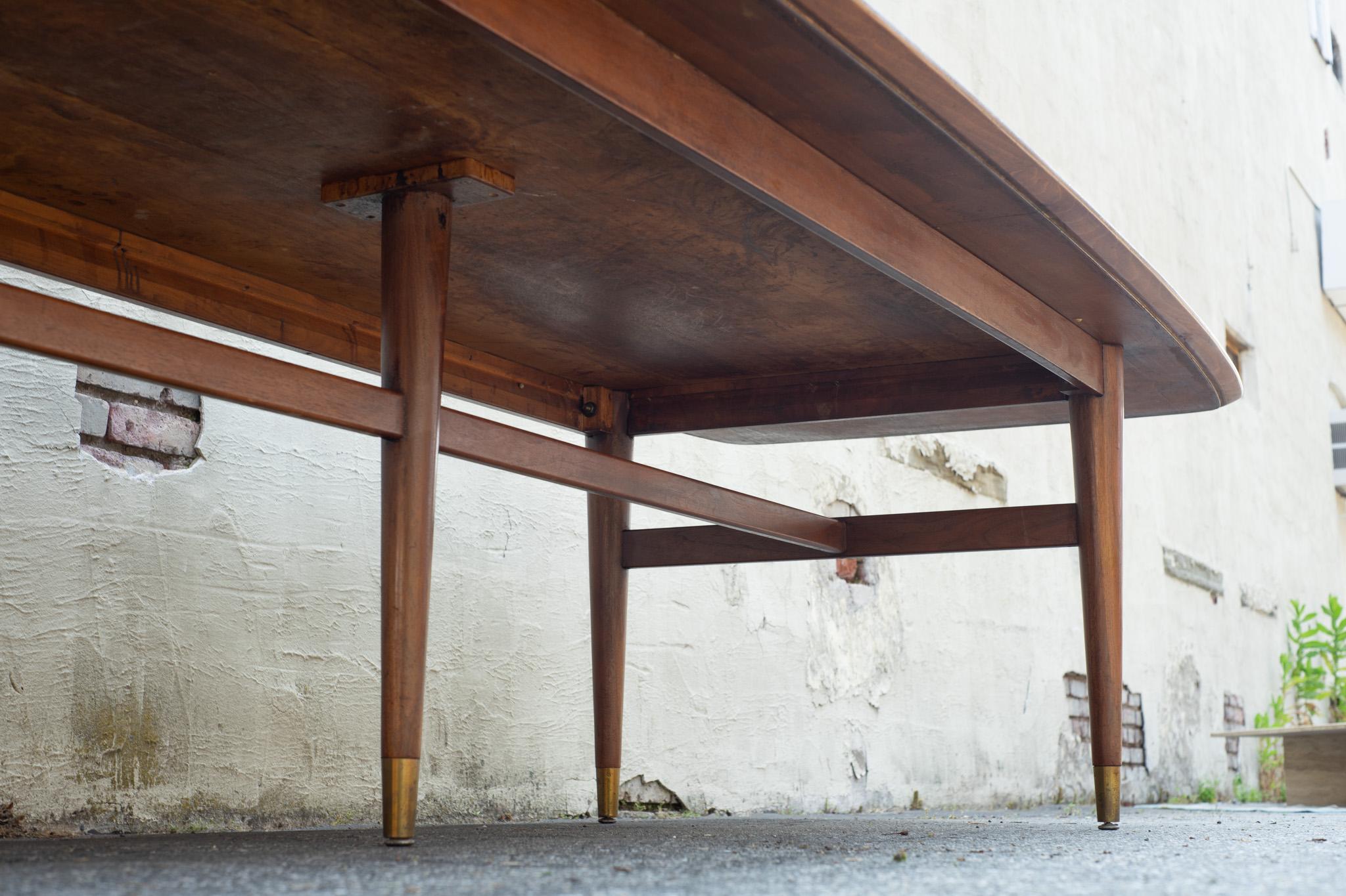 12' Conference or Dining Table by Standard Furniture Company in Walnut & Brass 2