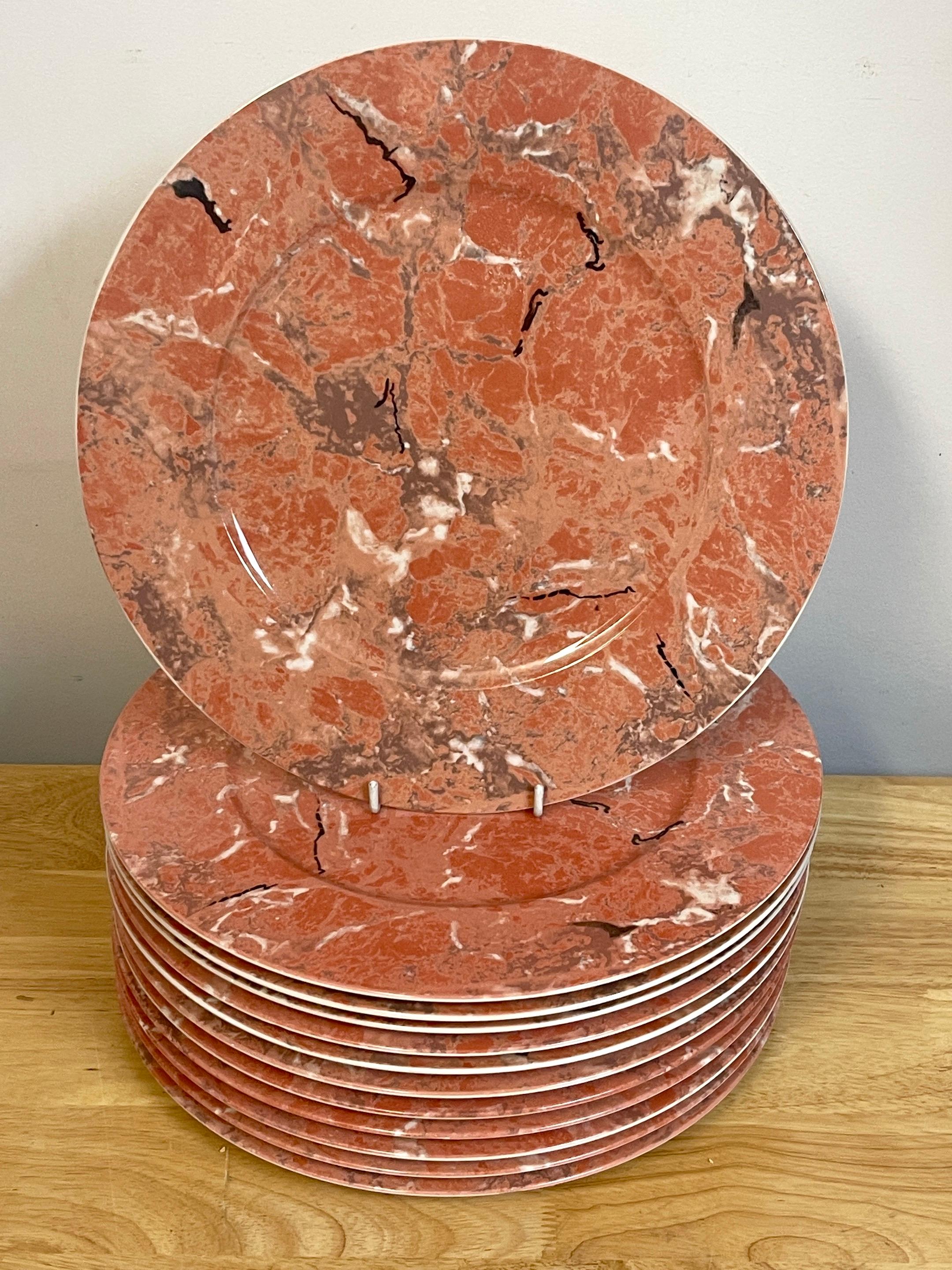Grand Tour 12 Coral Colored Marble Service Plates by Villeroy & Boch For Sale