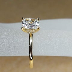 Anello di moissanite con taglio a cuscino da 1,2 CT Anello nuziale in argento 925 per donna.