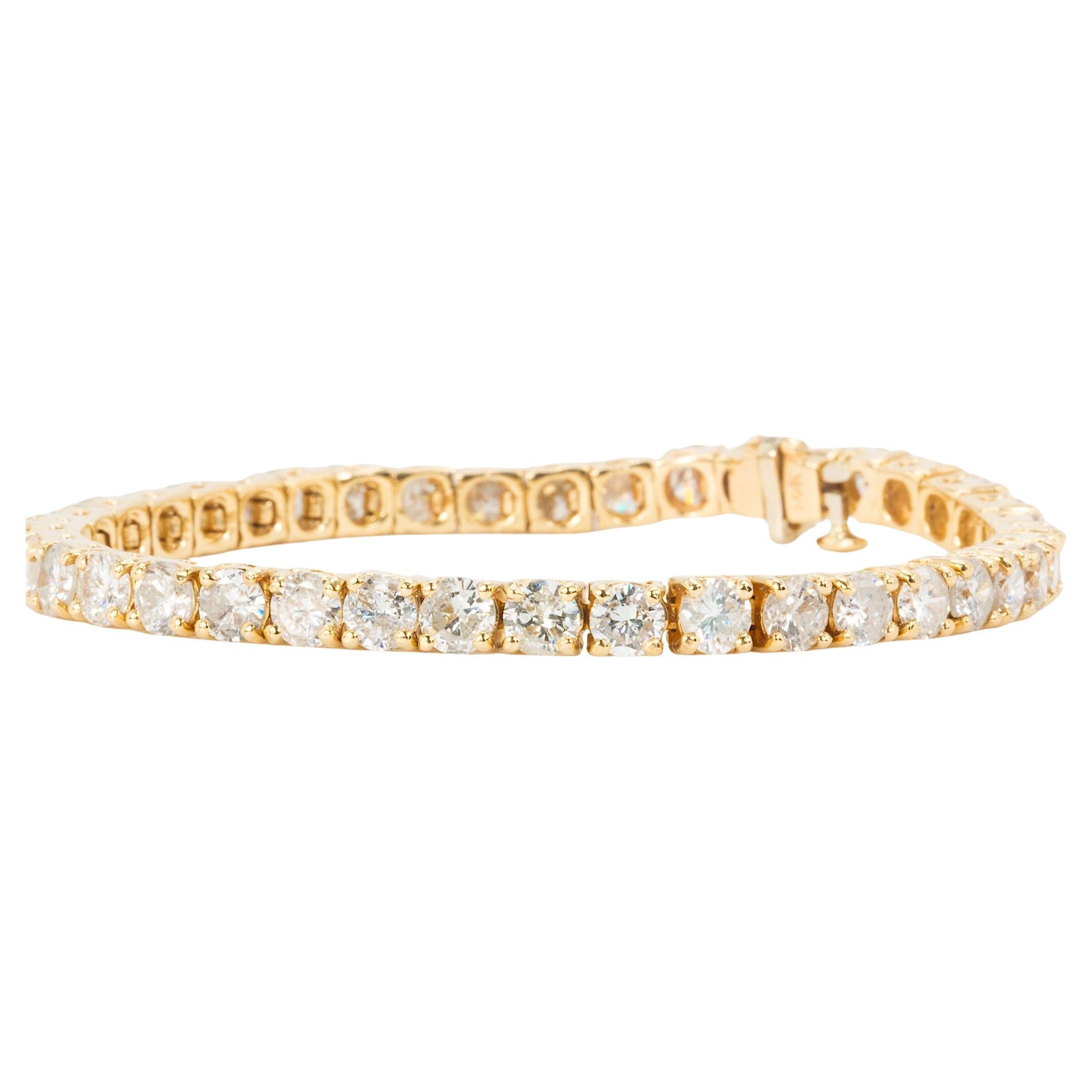 Bracelet de tennis en or jaune 14K et diamant 12 CT