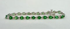 12 Ct Natural Pear Shape Tsavorite Cocktail Tennis Bracelet 14 Kt White Gold 7" (en anglais)