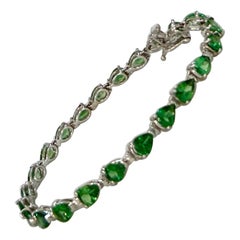 12 Ct Natural Pear Shape Tsavorite Cocktail Tennis Bracelet 14 Kt White Gold 7" (en anglais)