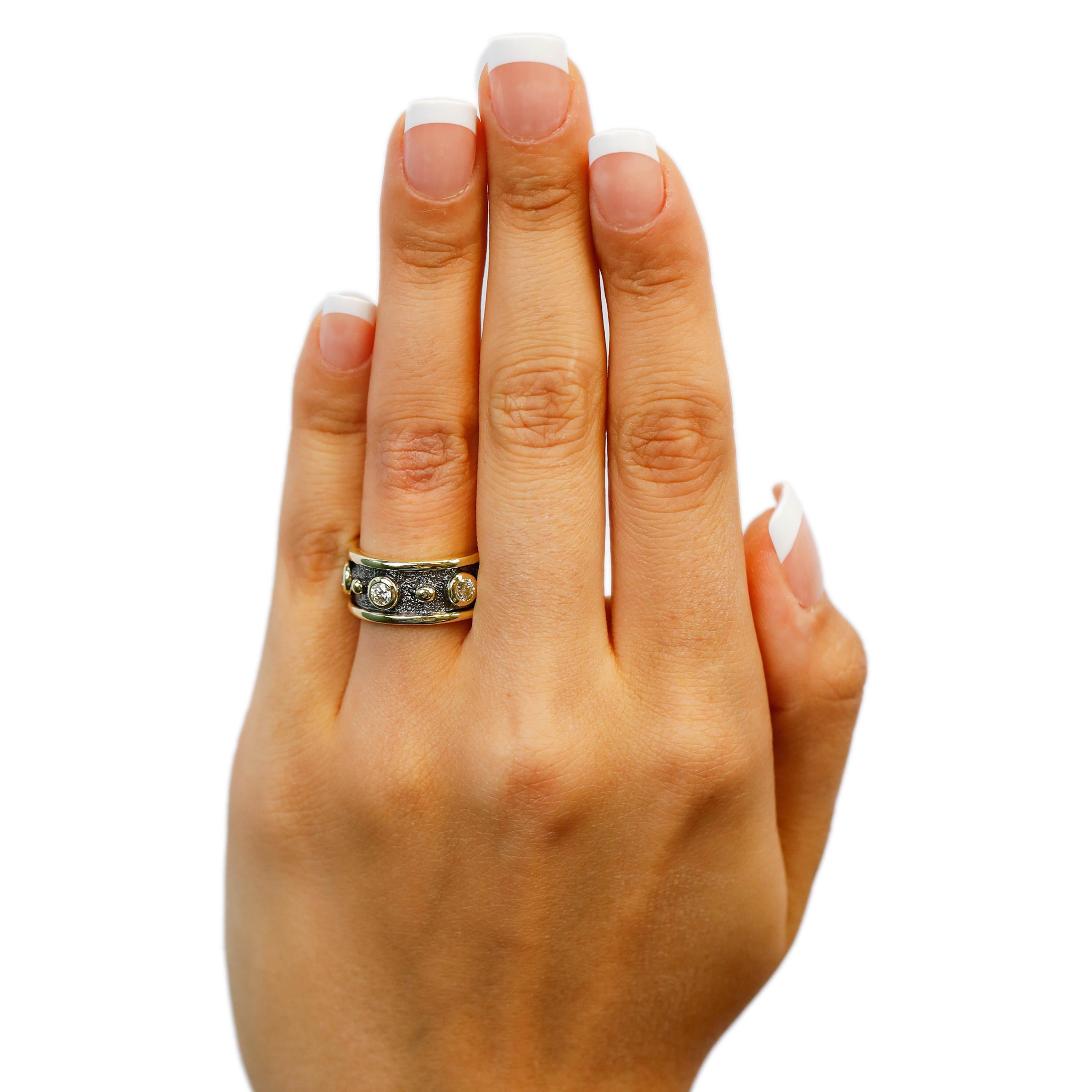 Taille ronde Bague à anneau en or jaune 18 carats avec diamants taille ronde de 1,2 carat, taille US 5 en vente