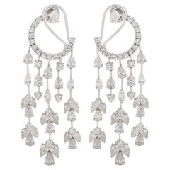 12 Ct. Boucles d
oreilles chandelier en or blanc 14 carats avec diamant poire SI/HI et croissant de lune