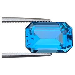 12 cts Emerald Cut Electric Blue Topaz Gemstone for Fine Jewellery 15 mm