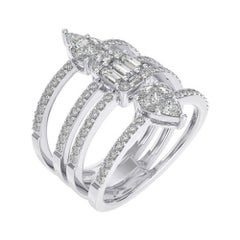 Bague de la collection Gazebo en or blanc 14 carats, diamant baguette et princesse de 1,2 CTW