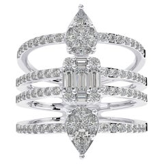 1.2 CTW Baguette & Princess Diamond in 14K White Gold Gazebo Collection Ring