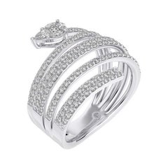 1.2 CTW Diamante Redondo 18K Blanco Oro Colección Clásica Excelente Anillo en Espiral