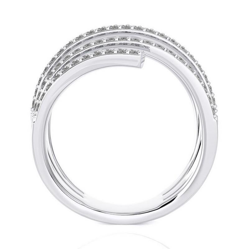 Modern 1.2 CTW Round Diamond 18K White  Gold  Classic Collection Excellent Spiral Ring For Sale