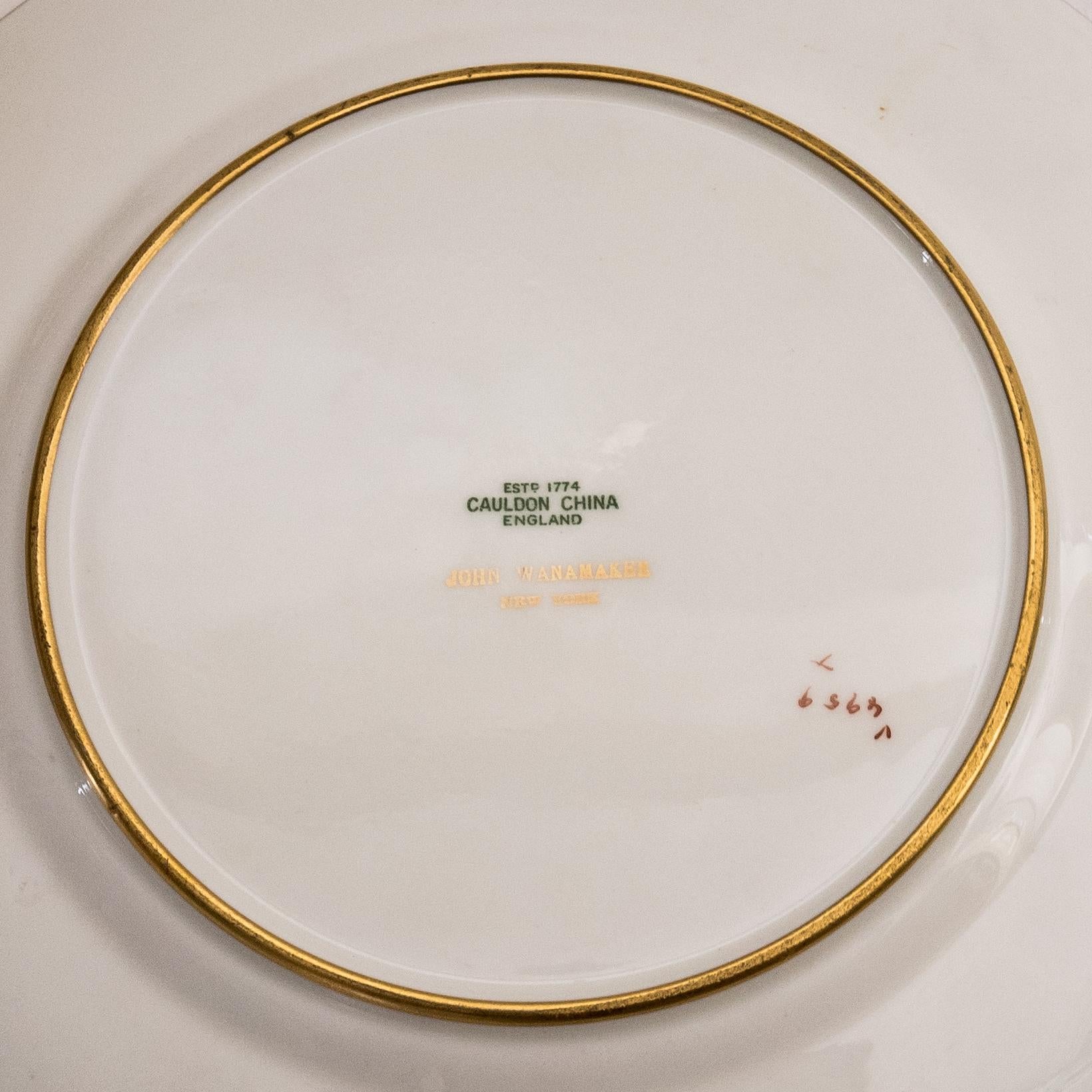 12 Custom Antique English Gilt Encrusted Dinner Plates, Circa 1910 Wanamaker 4
