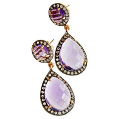 12 jours de Noël - Améthyste et Topaze blanche - Boucles d'oreilles Améthyste