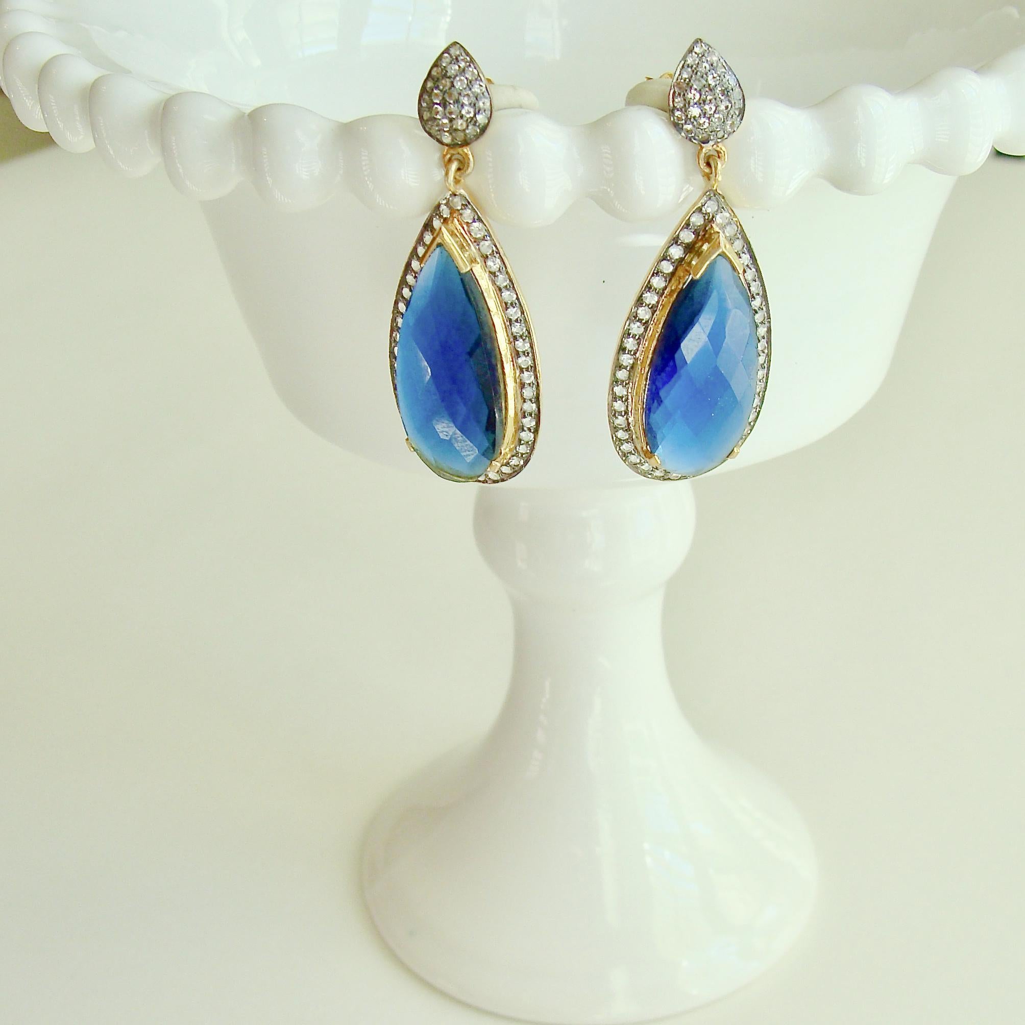 Artisan 12 Days of Christmas - Blue Hydroquartz w White Topaz Posts  - Blue Hydro Quartz For Sale
