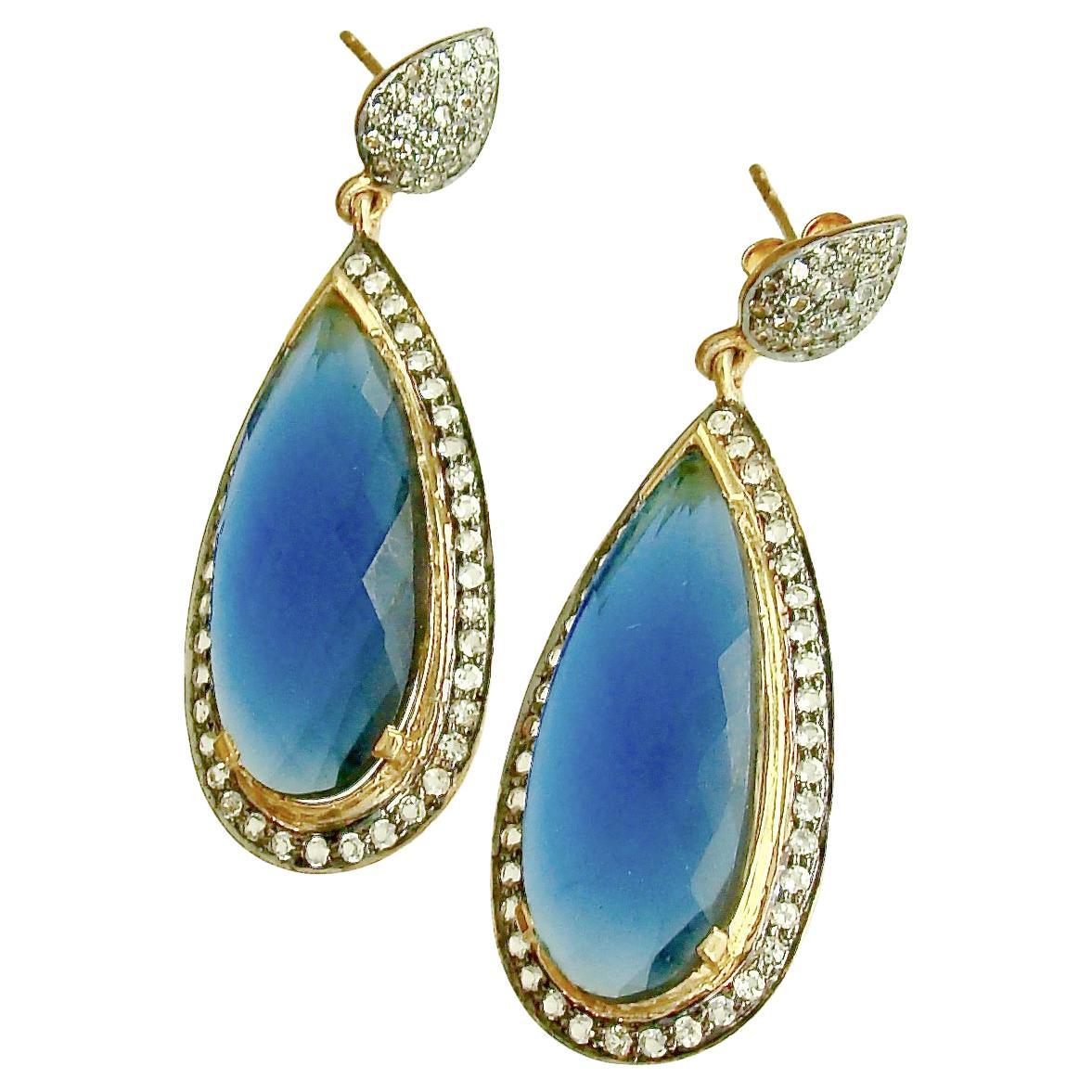 12 Days of Christmas - Blue Hydroquartz w White Topaz Posts  - Blue Hydro Quartz