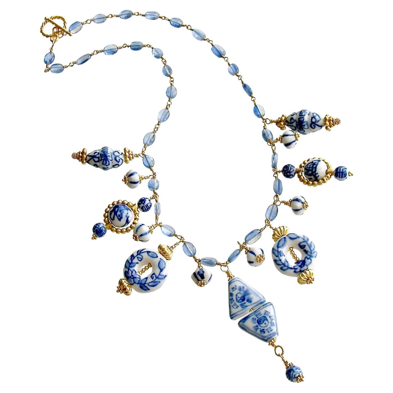 12 Days of Christmas - Kyanite, Delft Blue Beads & Gold Vermeil - Bluebelle V