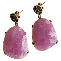 12 jours de Noël - Boucles d'oreilles saphir rose et topaze blanche - Saphir