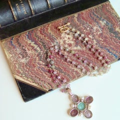 12 Days of Christmas - Sapphire Beads w Multicolored Cherubs Pearls Pendant