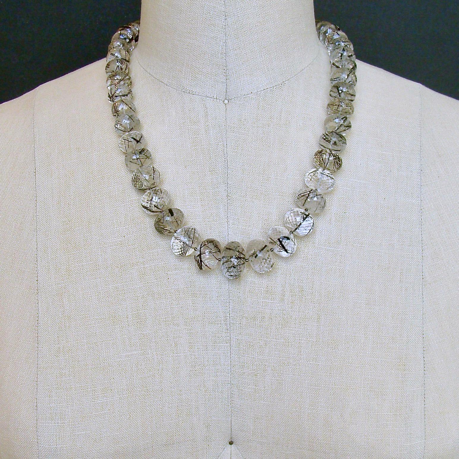 12 Days of Christmas - Tourmilated Quartz & Polki Diamond Matinee Necklace For Sale 2