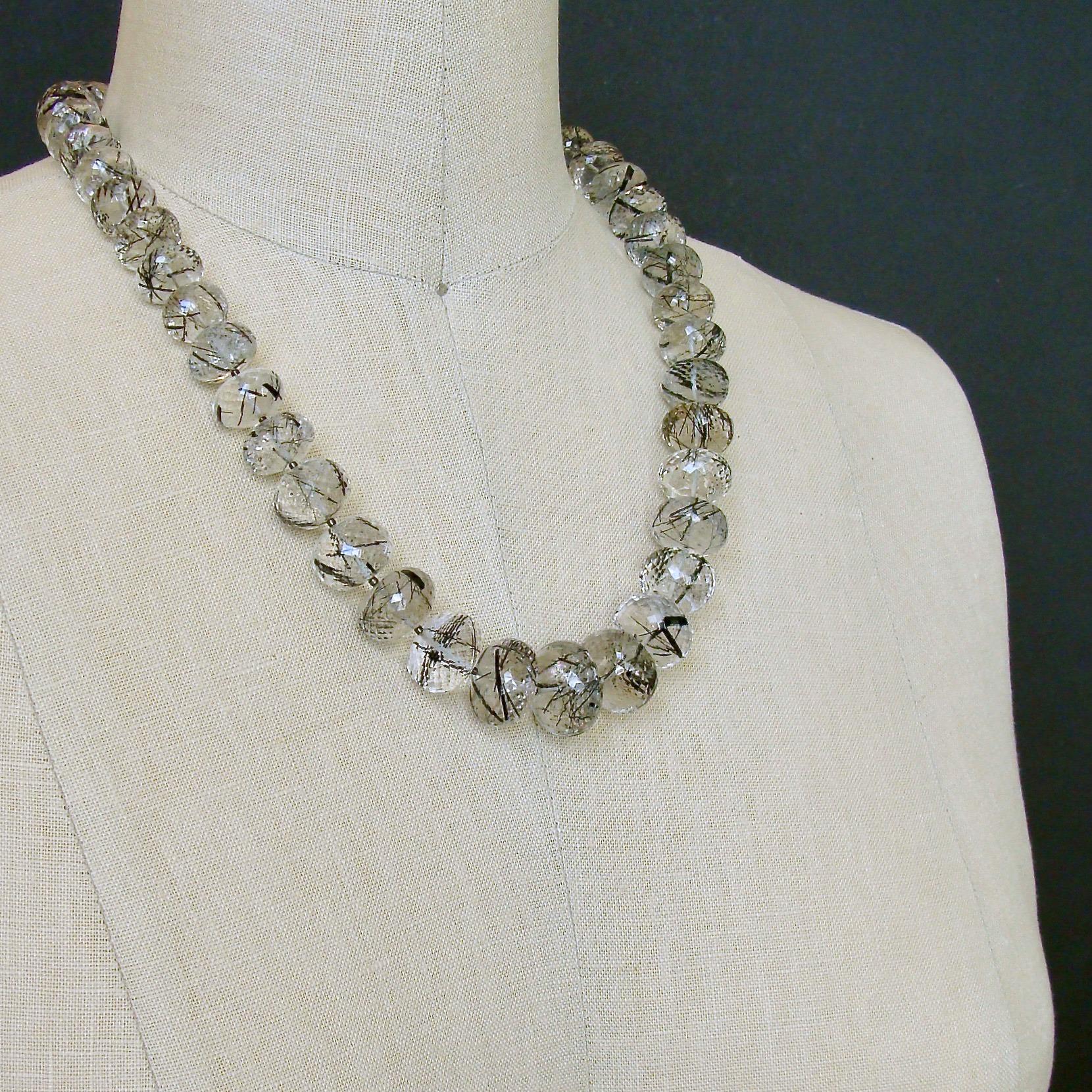 12 Days of Christmas - Tourmilated Quartz & Polki Diamond Matinee Necklace For Sale 3