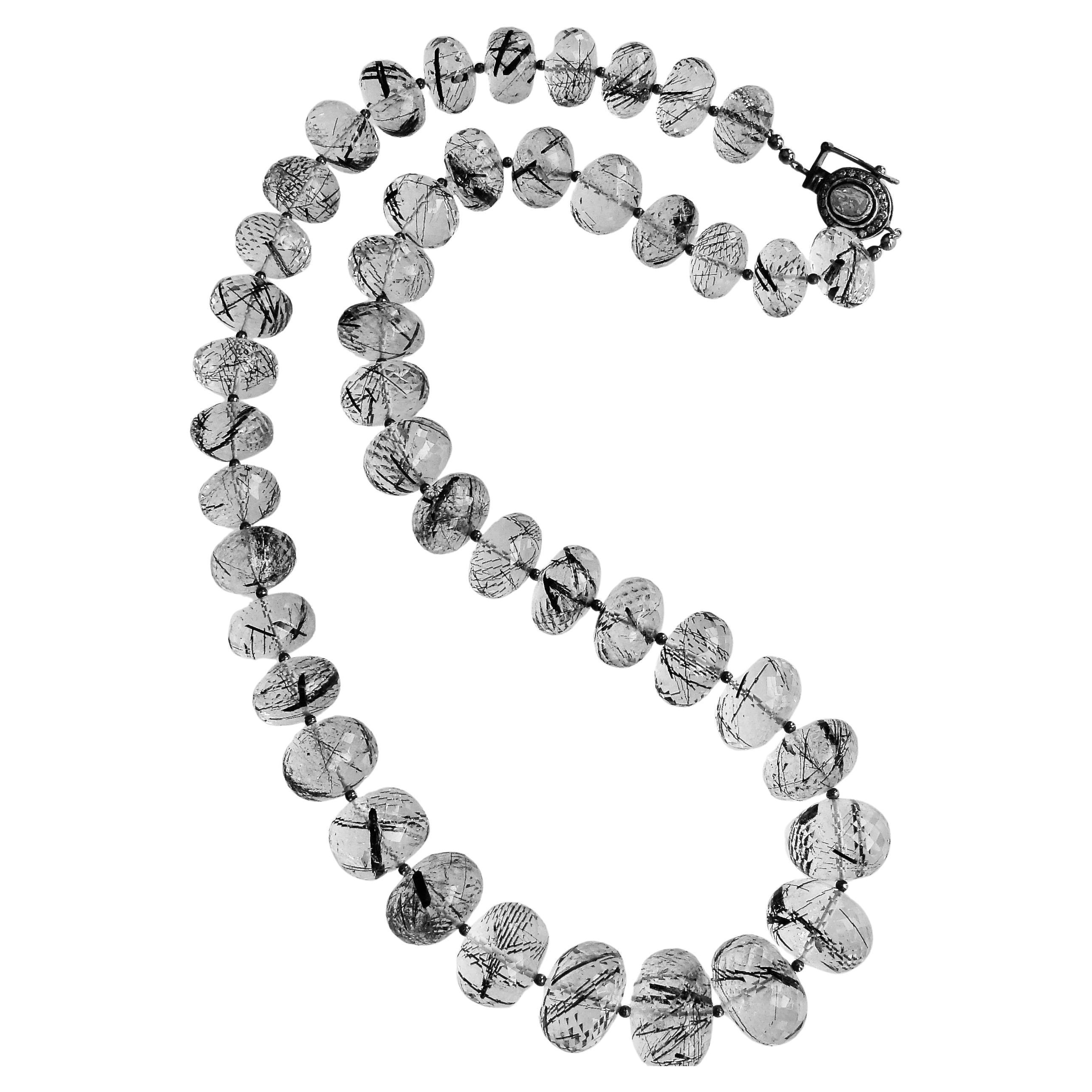 12 Days of Christmas - Tourmilated Quartz & Polki Diamond Matinee Necklace For Sale