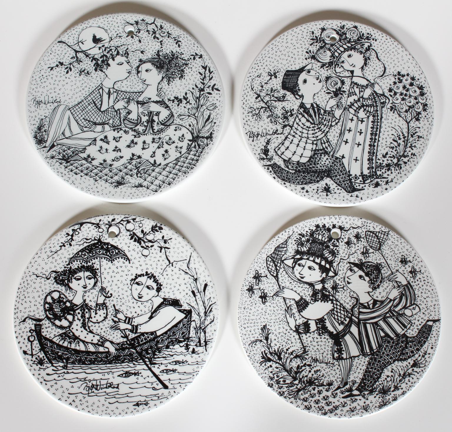 12 Decorative Month Wall Plaques by Bjorn Wiinblad for Nymolle, Denmark, 1970s In Excellent Condition In Esbjerg, DK