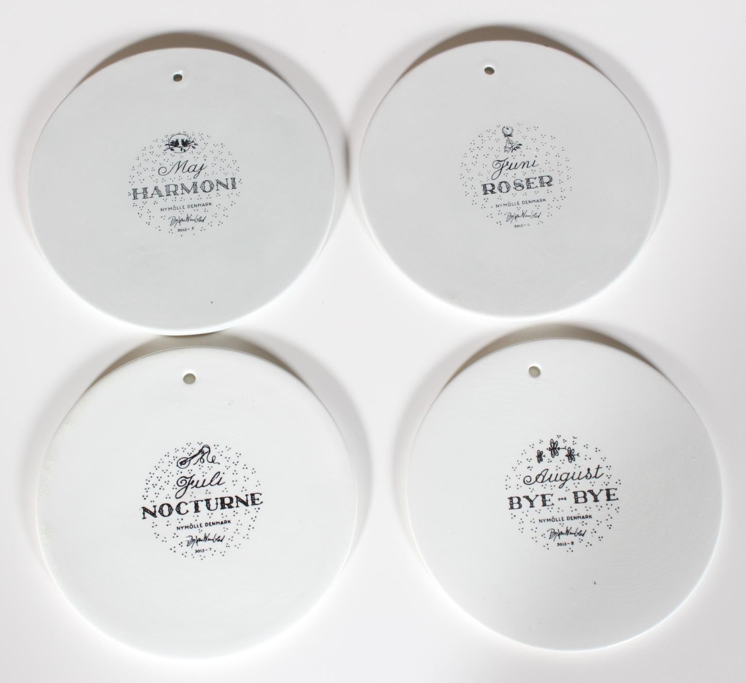 Late 20th Century 12 Decorative Month Wall Plaques by Bjorn Wiinblad for Nymolle, Denmark, 1970s
