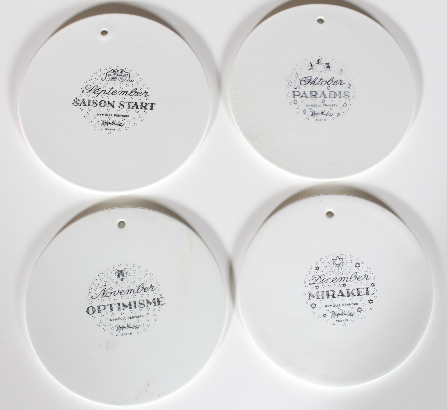 12 Decorative Month Wall Plaques by Bjorn Wiinblad for Nymolle, Denmark, 1970s 1