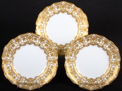 12 Derby Salad or Dessert Pates with Elaborate 2-Color Gilding