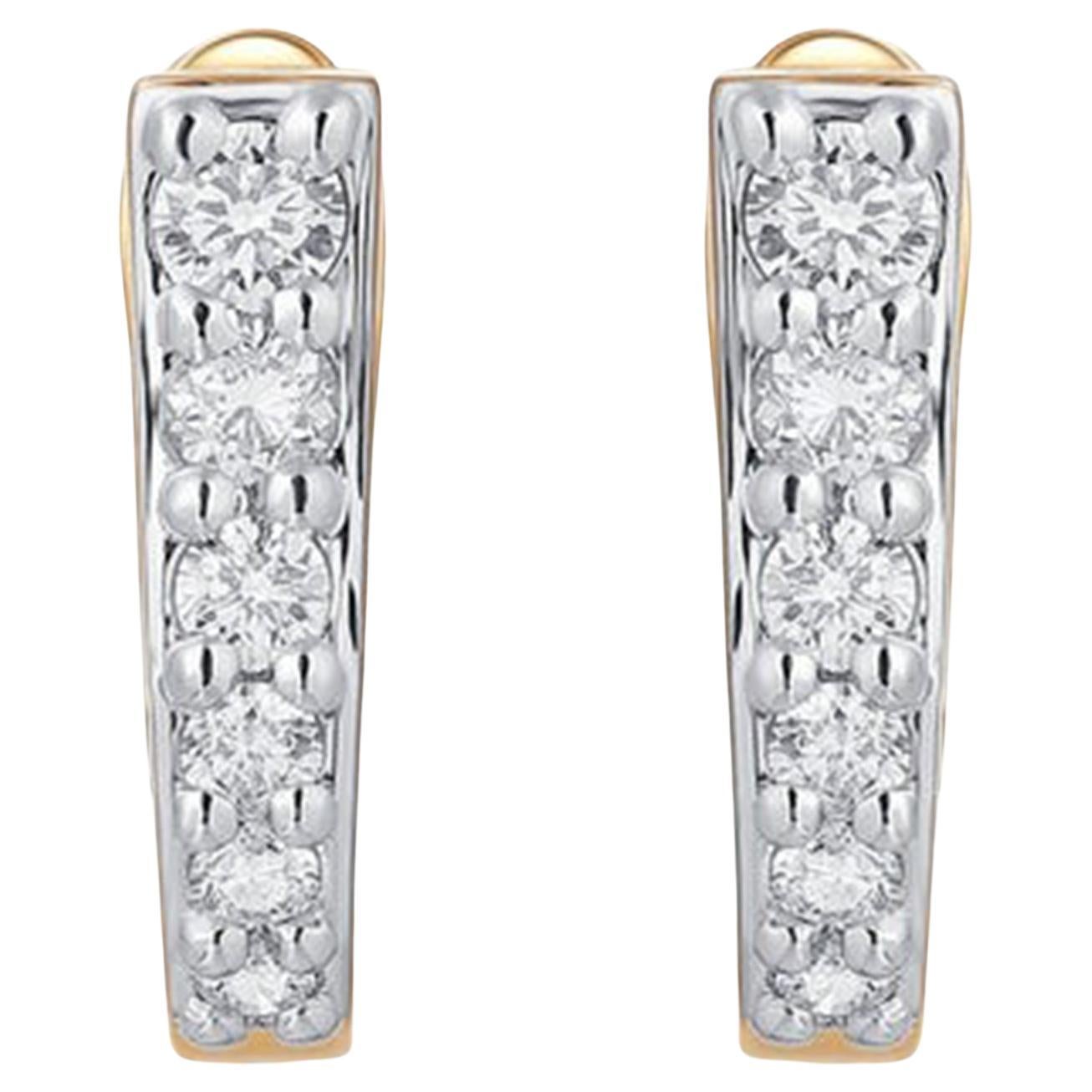 12 Diamond Opulent 14K (or 18k upon request) Yellow Gold Huggie Earrings For Sale