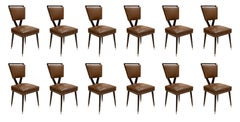 12 Dining Chairs 60° in Leather and Wood, Italian " Free Shipping in Florida "