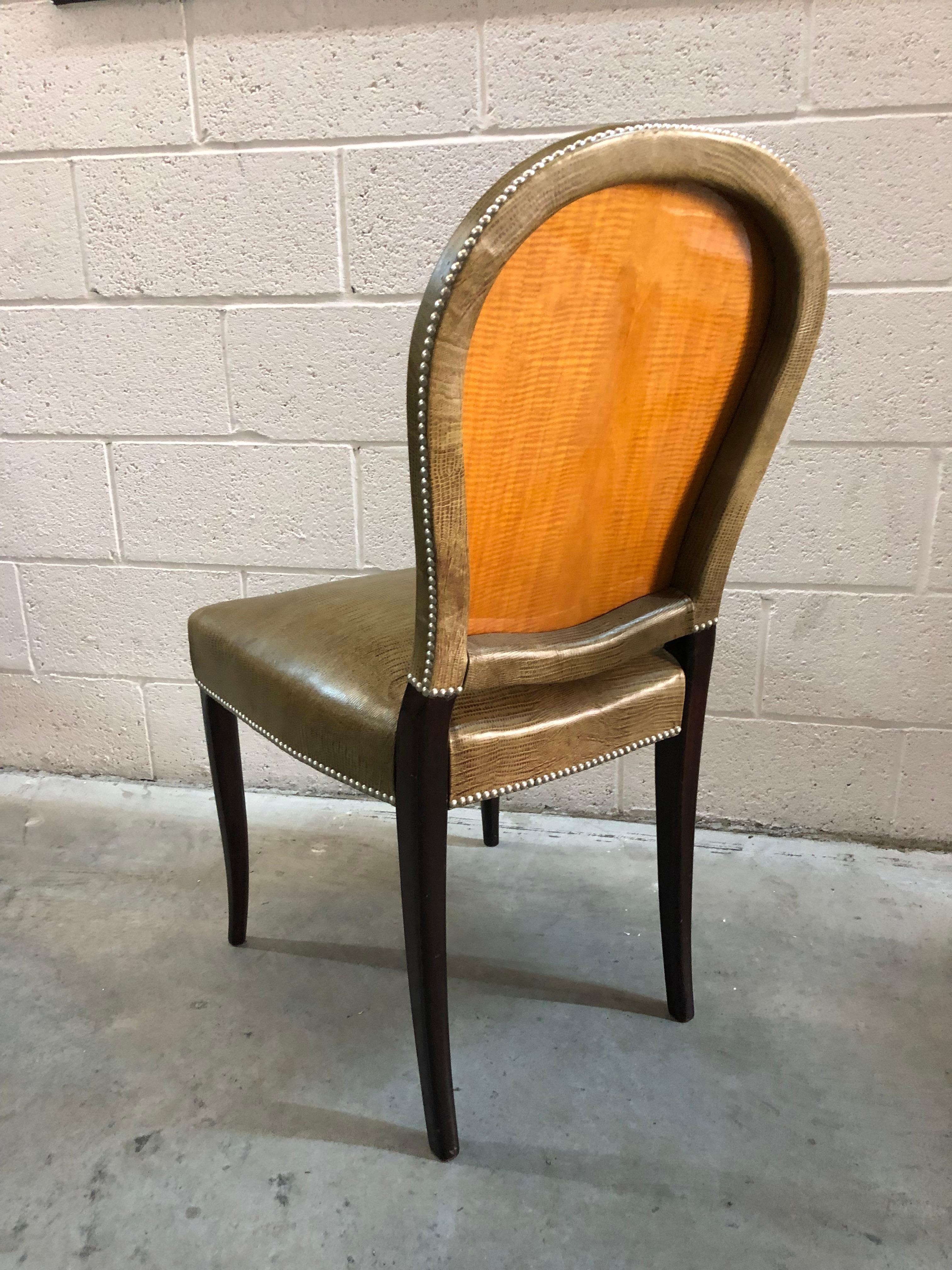 12 Dining Chairs Art Deco in Leather, Italian For Sale 6