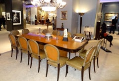 12 Dining Chairs Art Deco in Leather, Italian