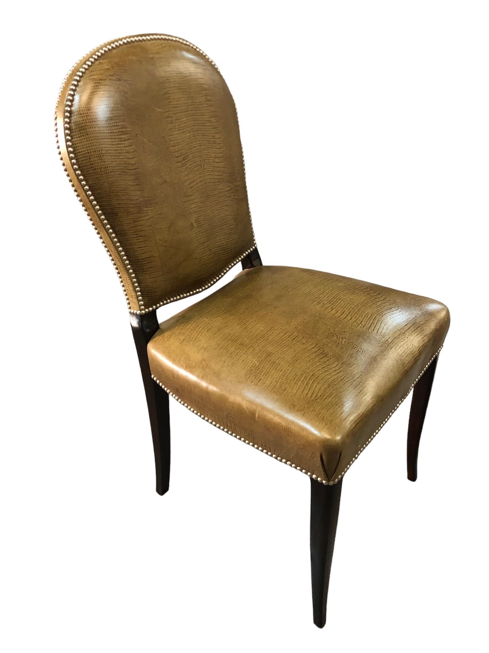 12 Dining Chairs Art Deco in Leather, Italian  For Sale 13