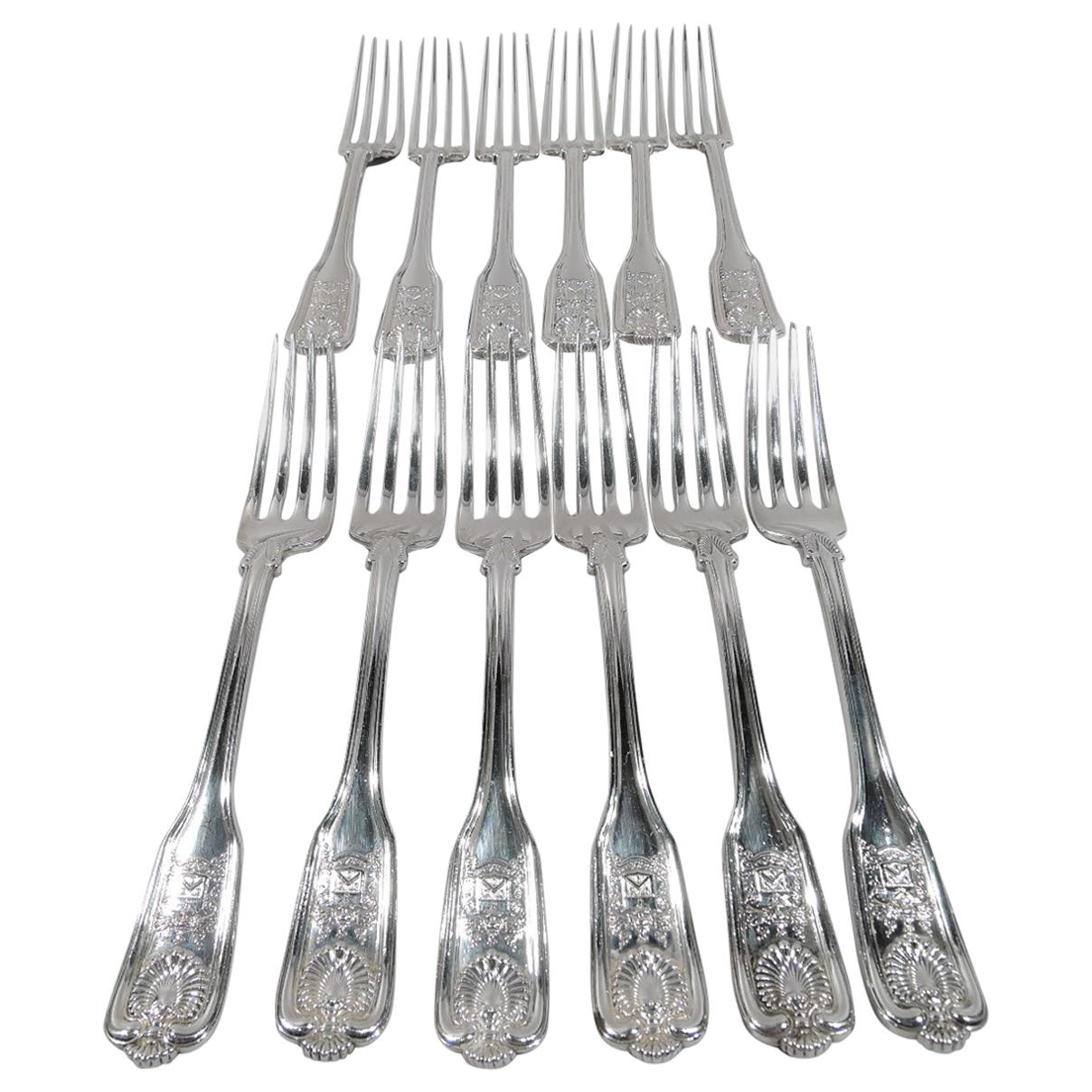 12 Dinner Forks from the Rhode Island Brown Family Custom Pattern