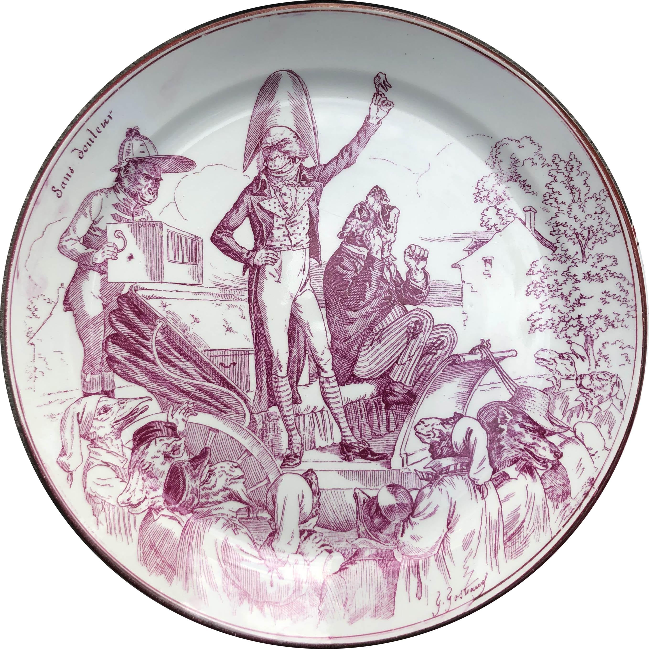 12 Dinner Plates Animals in Creil & Montereau Faience, Late 19th Century For Sale 2