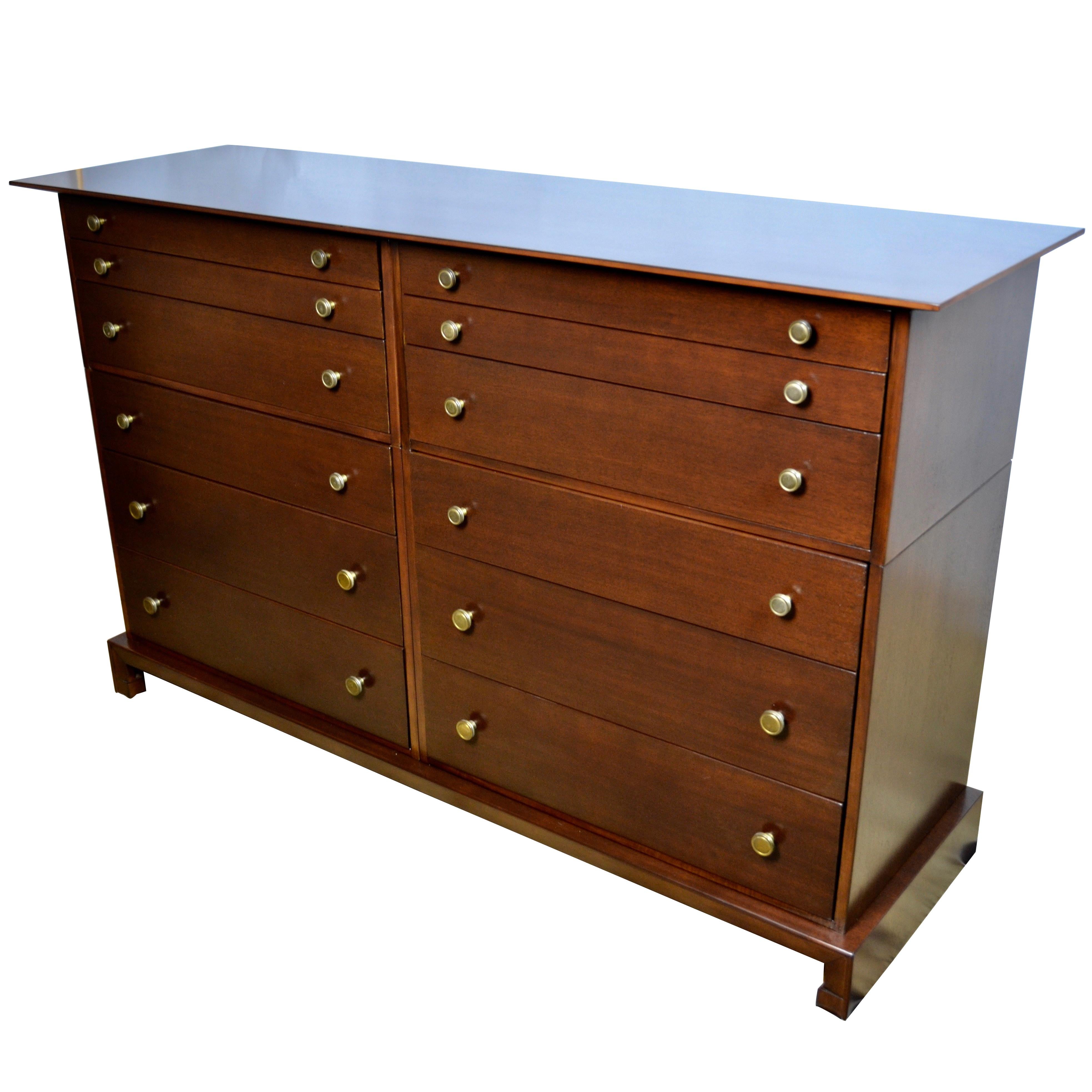 12 Drawer Mahogany Dresser C. G. Kimerly Widdicomb, circa 1946 For Sale