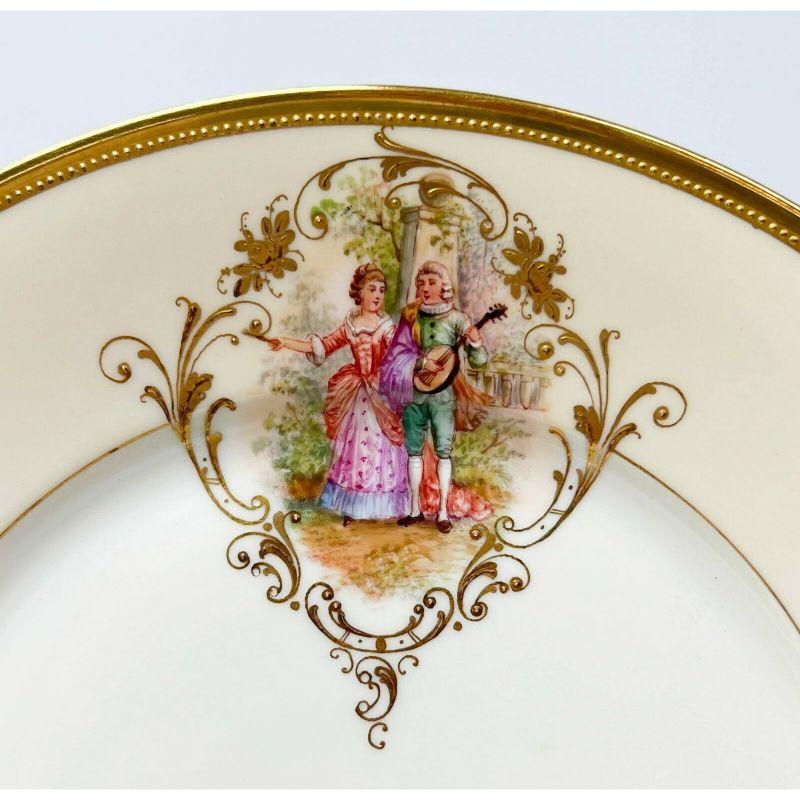 Hand-Painted 12 Dresden Ambrosius Lamm Hand Painted Porcelain Dinner Plates, circa 1920