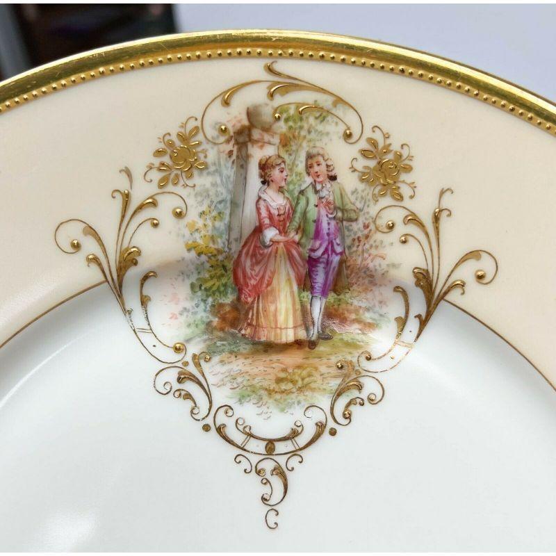12 Dresden Ambrosius Lamm Hand Painted Porcelain Dinner Plates, circa 1920 In Good Condition In Gardena, CA