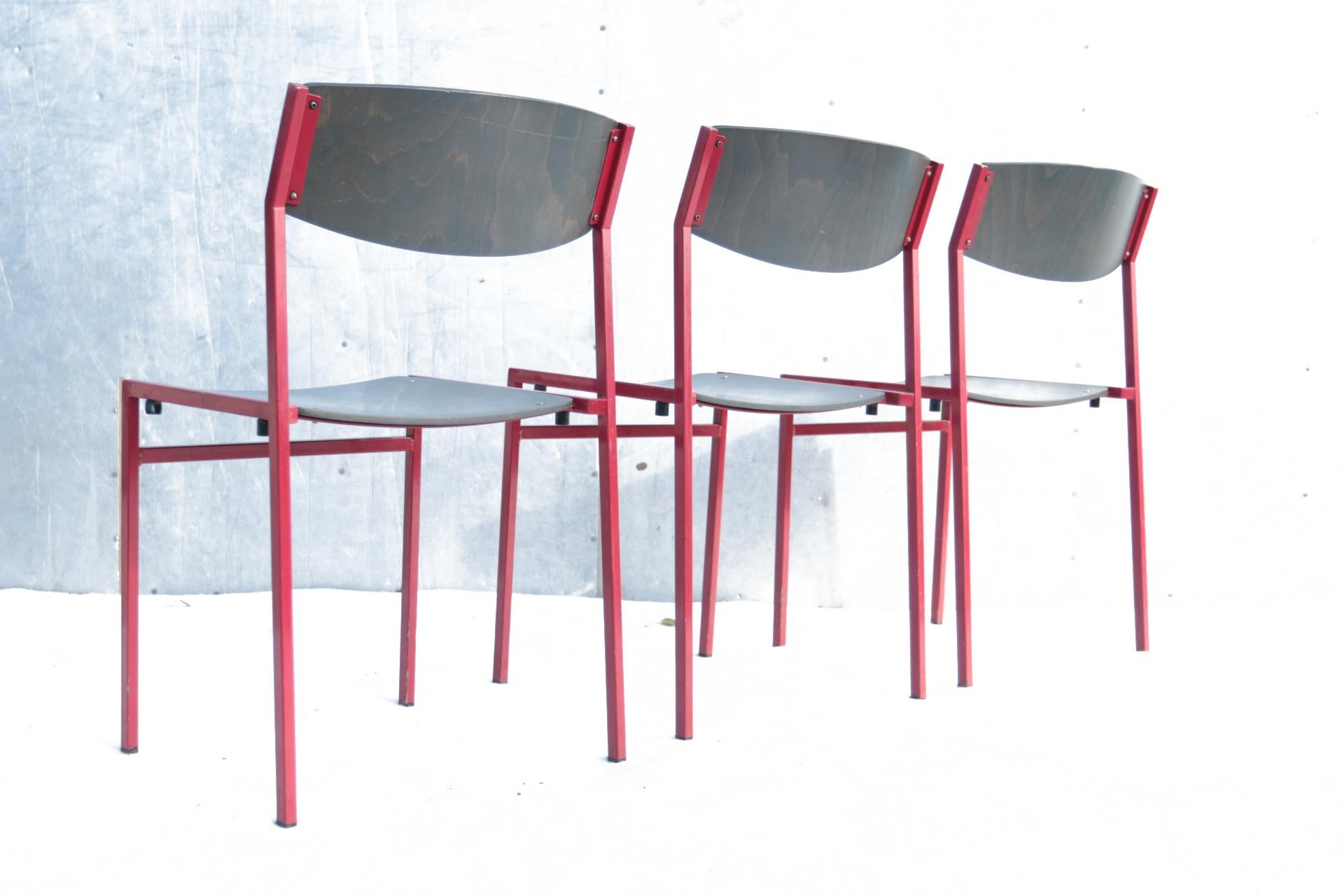 12 Dutch Dining, Stacking Chairs by Gijs van der Sluis Midcentury 3
