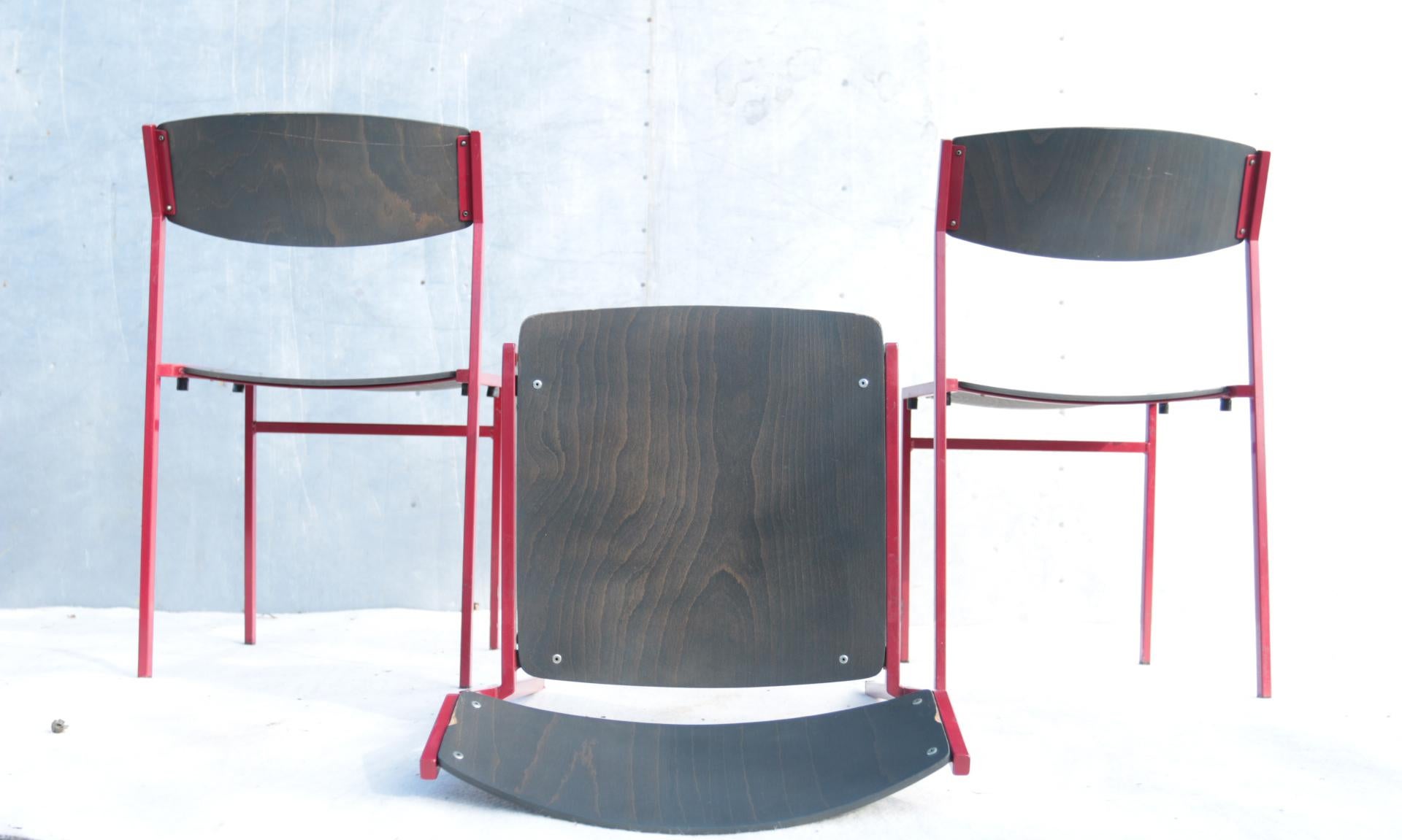 Mid-Century Modern 12 Dutch Dining, Stacking Chairs by Gijs van der Sluis Midcentury