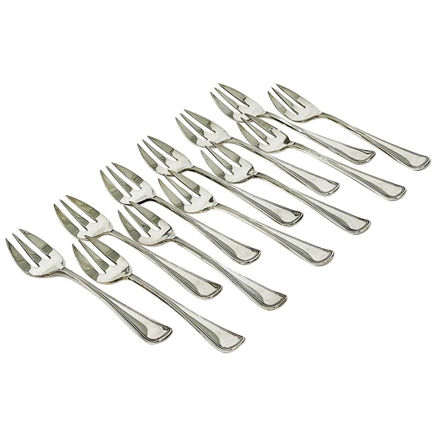 12 Dutch Silver Oyster Forks by Gerritsen and Van Kempen