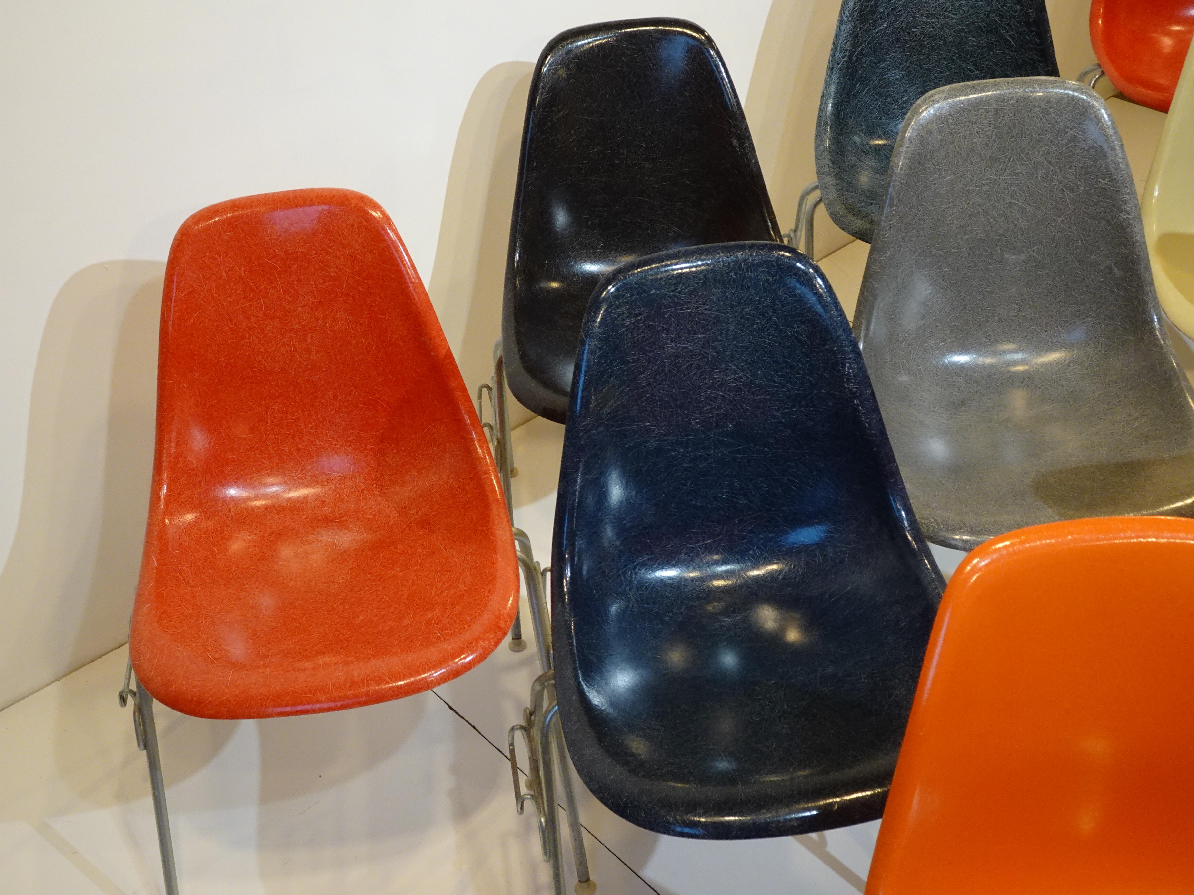 Mid-Century Modern 12 Eames Stacking DSS Side Chairs for Herman Miller