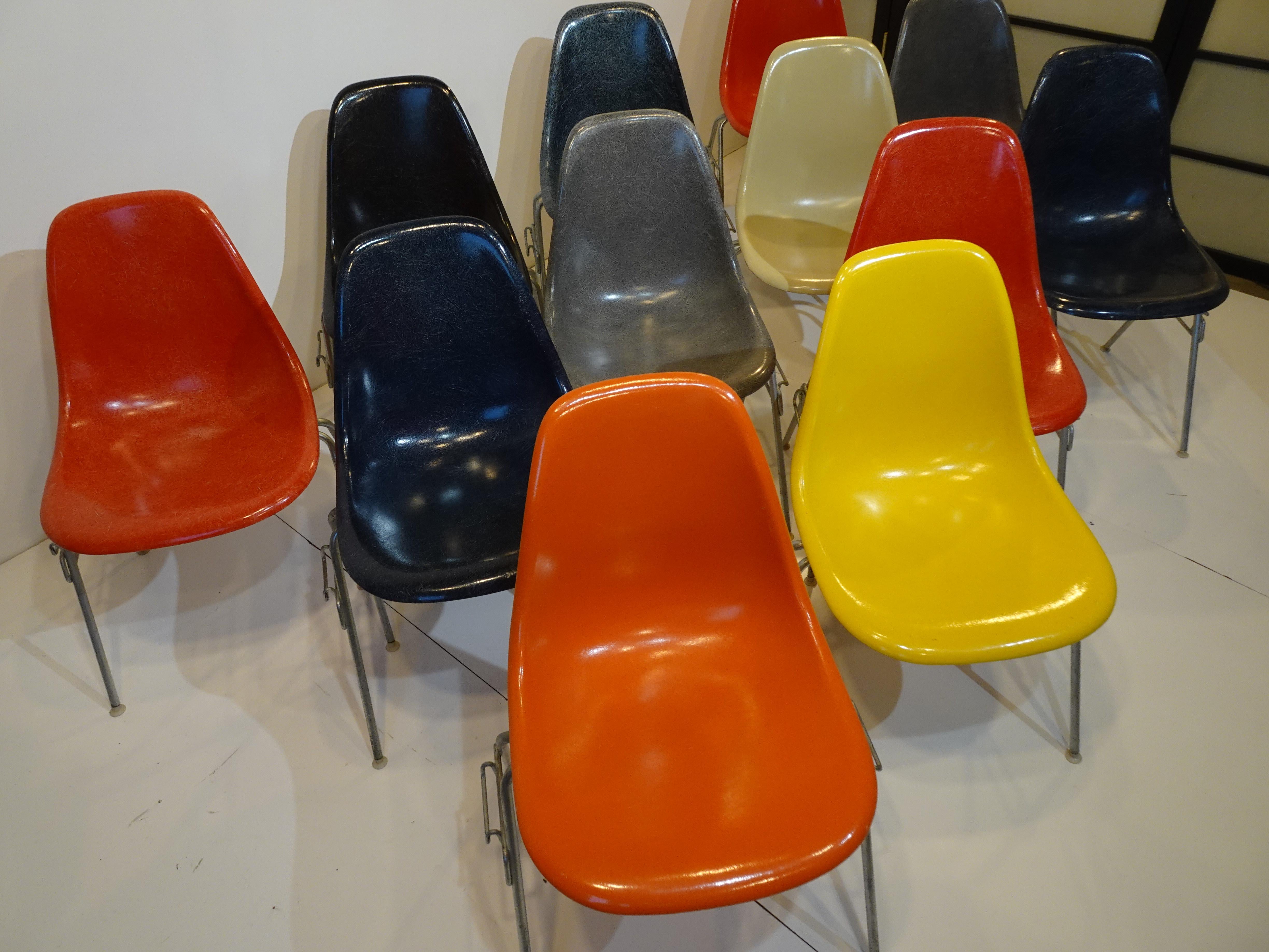 American 12 Eames Stacking DSS Side Chairs for Herman Miller