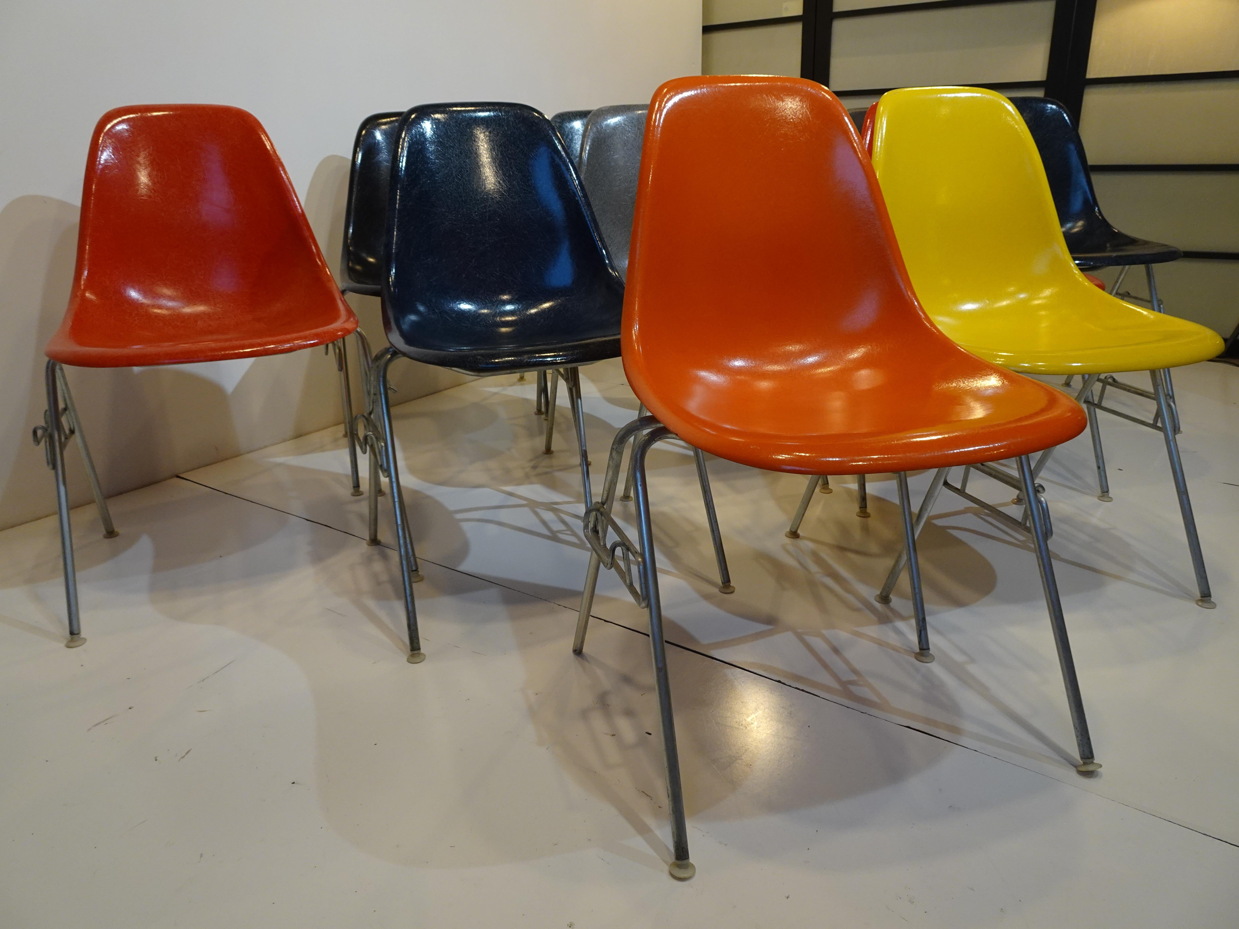 20th Century 12 Eames Stacking DSS Side Chairs for Herman Miller