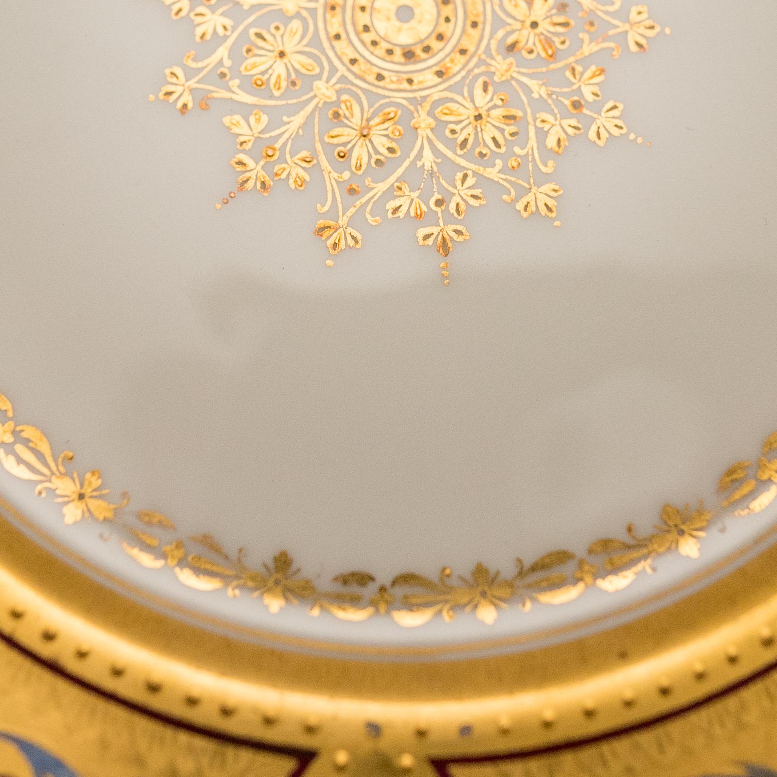 12 Elaborate Multi Color & Gilt Encrusted Antique Dessert Plates, Royal Vienna 3