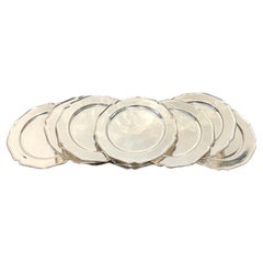 12 English Georgian Style Silverplated Scalloped Service Plates