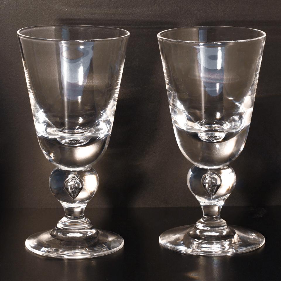 Crystal 12 Exceptional Modernist Steuben Baluster Water Goblets