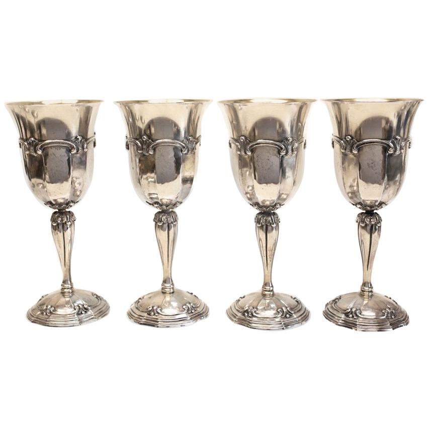 12 Exquisite Buccellati Sterling Silver Goblet Beakers in Grande Imperiale For Sale