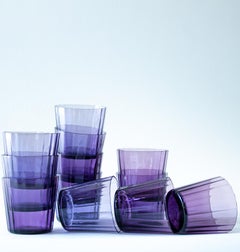 12 Facet Swedish Art Deco Sherry Glasses in Lilac and Blue