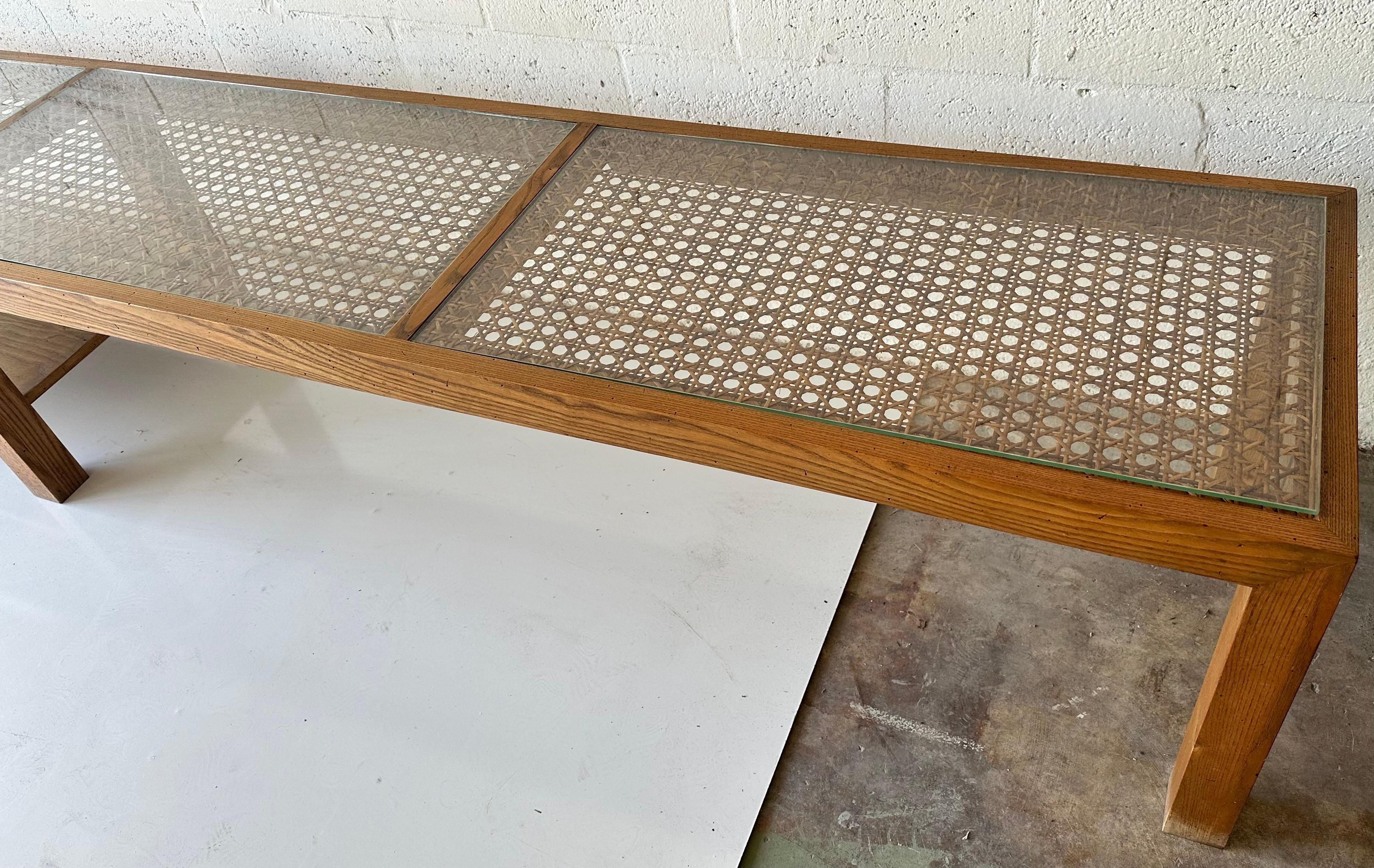 Late 20th Century 12 Feet long Cane Low Console Table For Sale