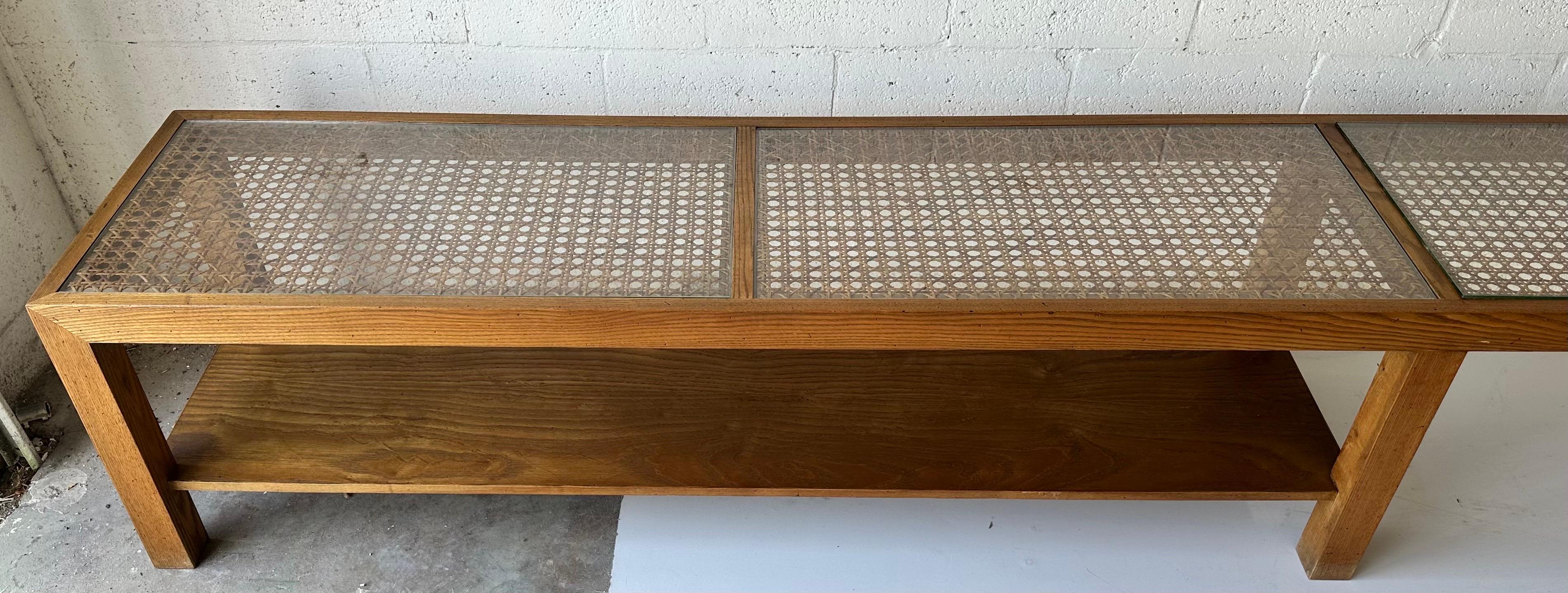 12 Feet long Cane Low Console Table For Sale 1